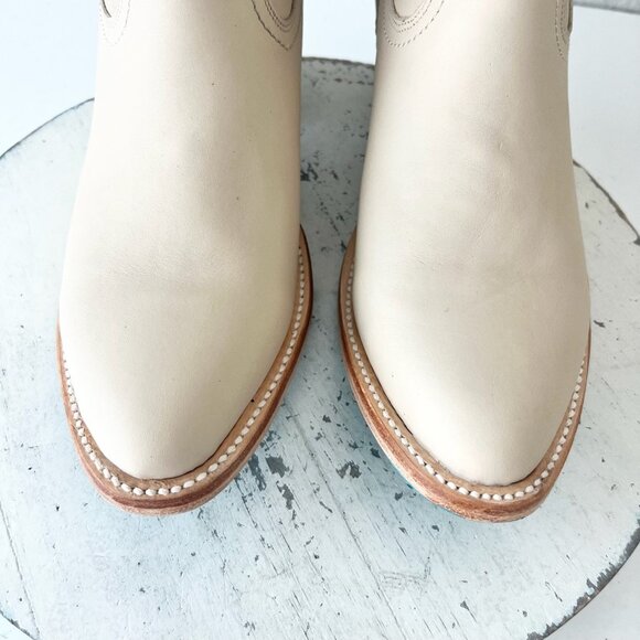 Lane PLAIN JANE Womens Cowboy Bootie 9.5 Pale Ivory Western Cowgirl Ankle Boot - Picture 6 of 11